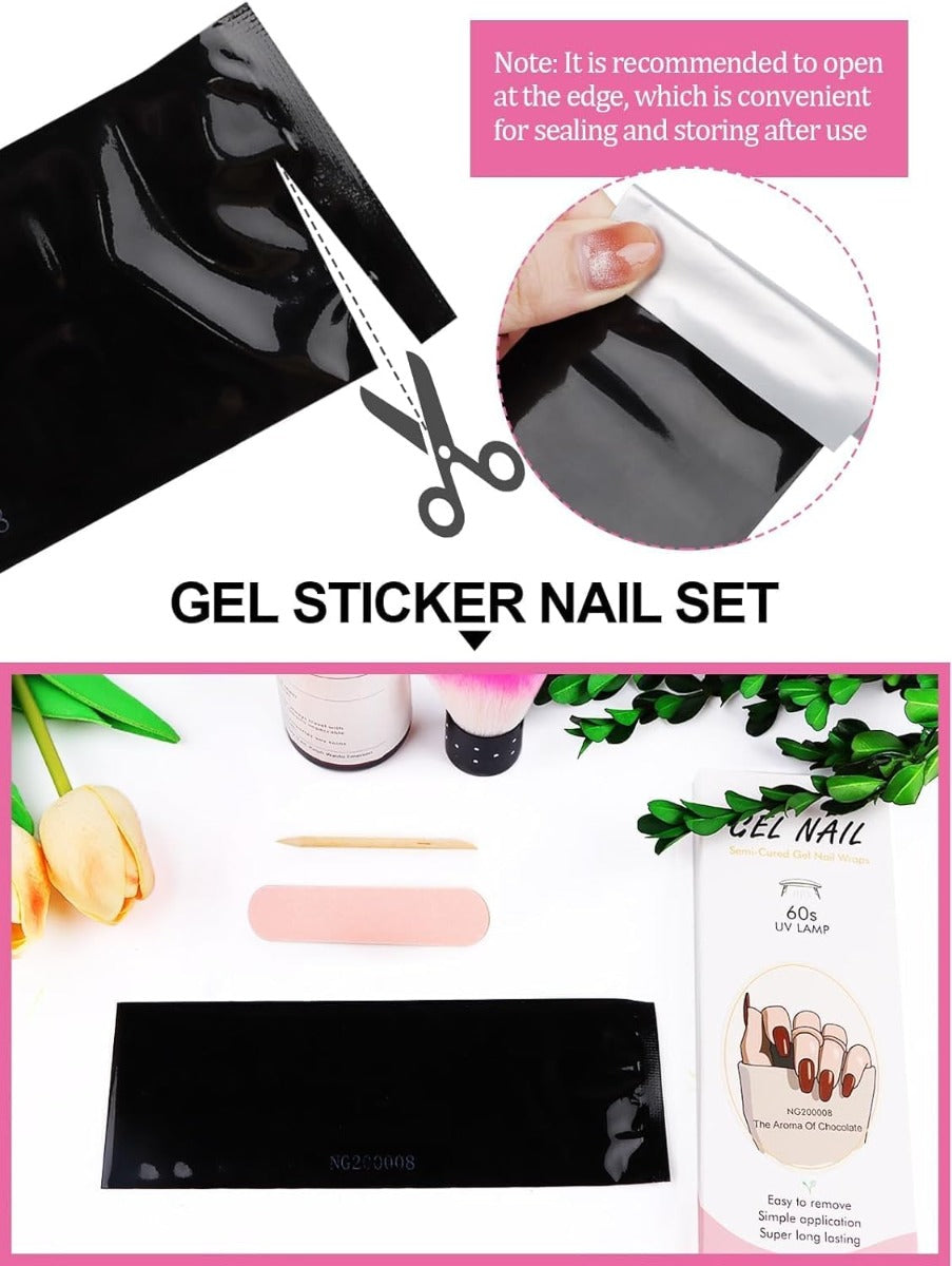 Kit Strisce Adesive per Unghie in Gel - 20 Pezzi con Lima e Bastoncino per Manicure Perfetta rosso