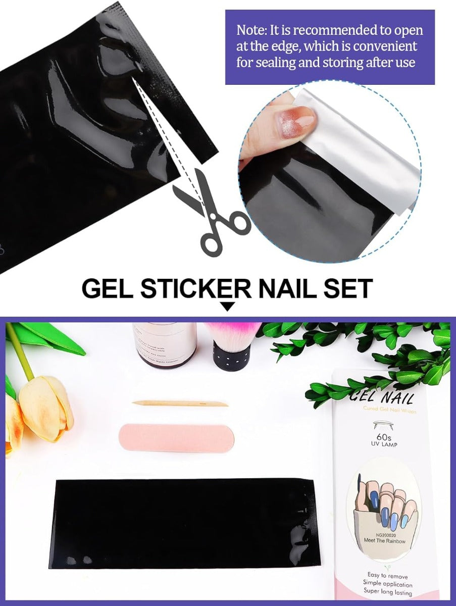 Kit Adesivi per Unghie in Gel Semipolimerizzato - 20 Strisce Autoadesive con Accessori per Manicure blu multicolore