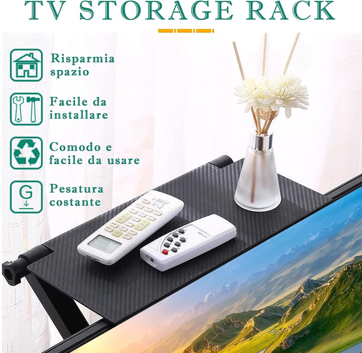 Supporto monitor staffa router pieghevole, 33x16 cm vassoio superiore tv ripiano per decoder tv box regolabile