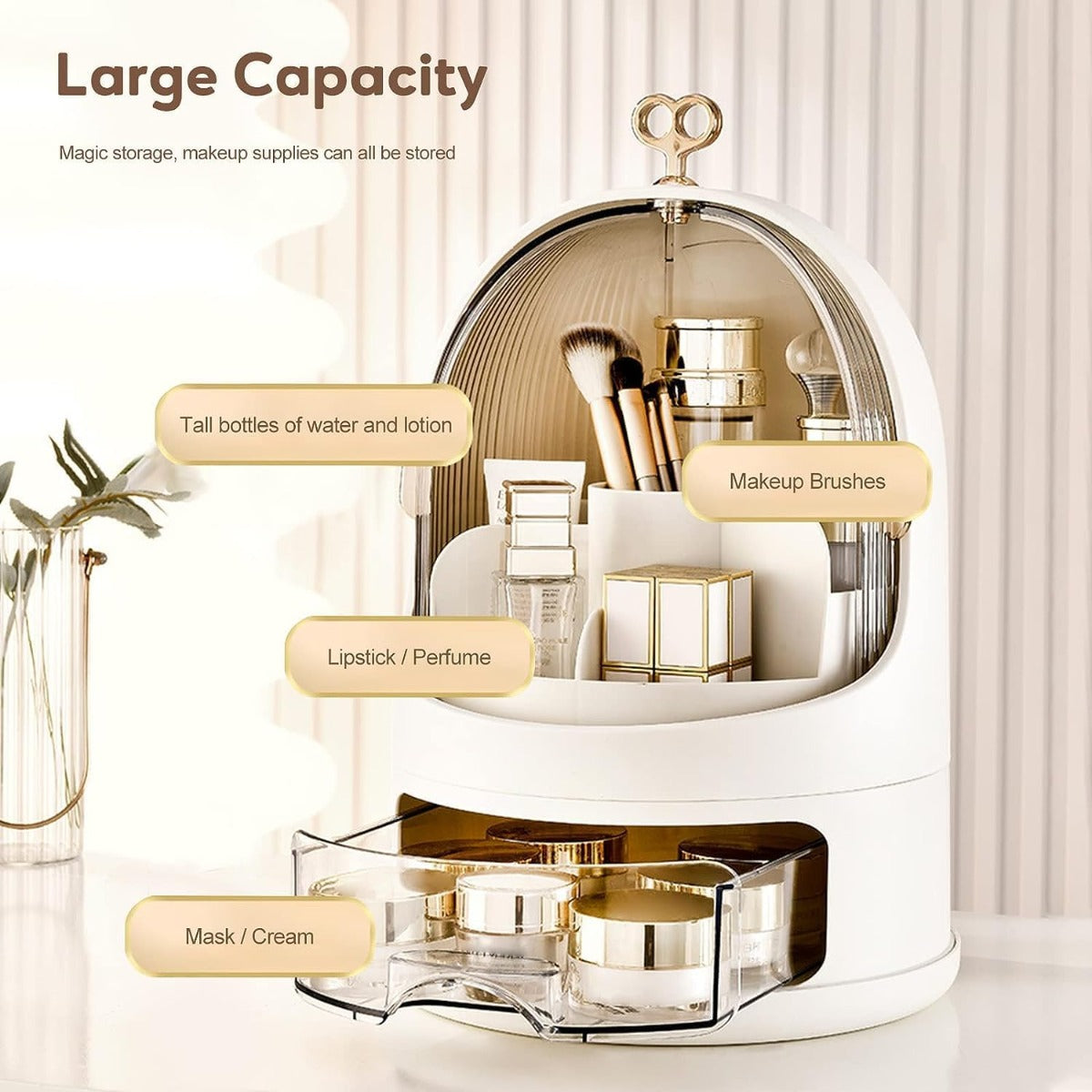 Organizer per Cosmetici Antipolvere e Impermeabile con Cassetti e Rotazione a 360°
