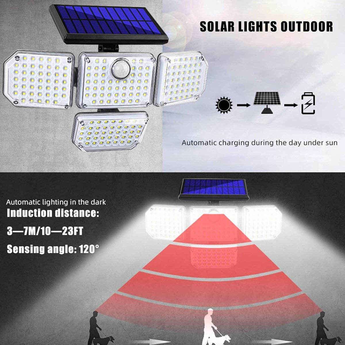 Luci solari led esterno 144 led faretti solari a led da esterno