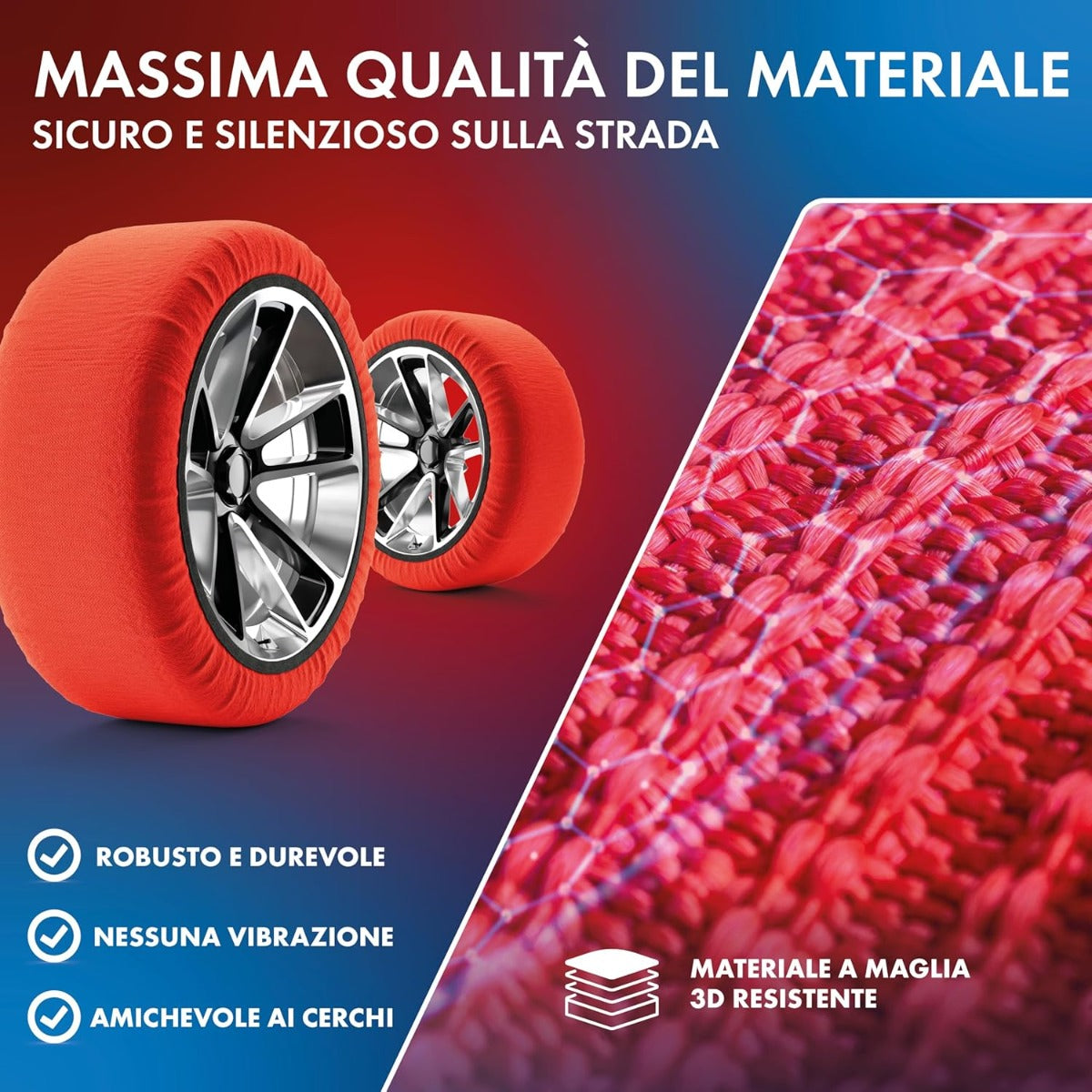 Calze da Neve SIze L per Pneumatici - Set di 2 Pezzi Omologate EN 16662-1