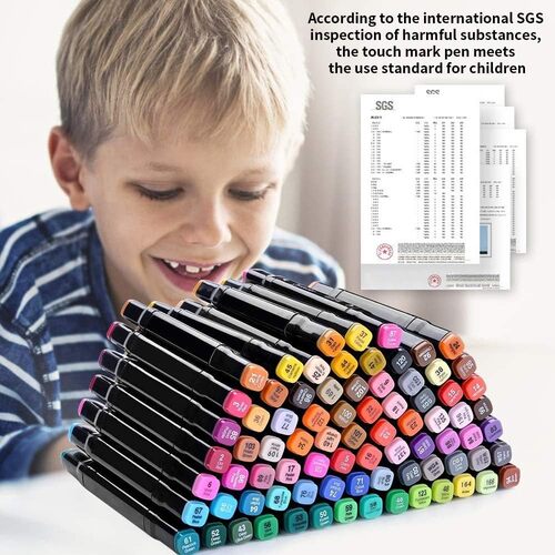 Pennarelli Ultra Fine a Doppia Punta - Set di 80 Colori,Non Tossici