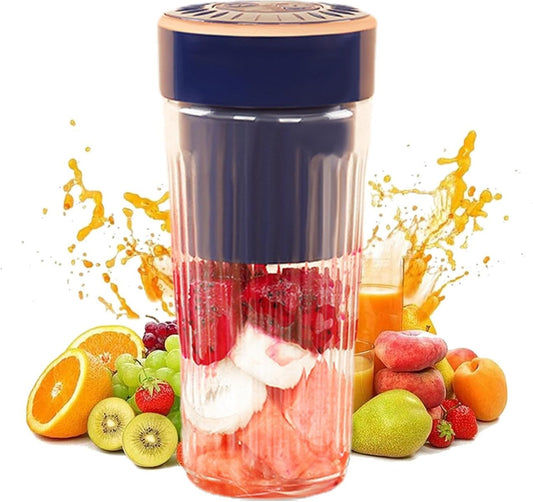Mini Frullatore Portatile Ricaricabile USB con 6 Lame Ultra Affilate - Frullatore da Viaggio, Casa e Sport - 300ml