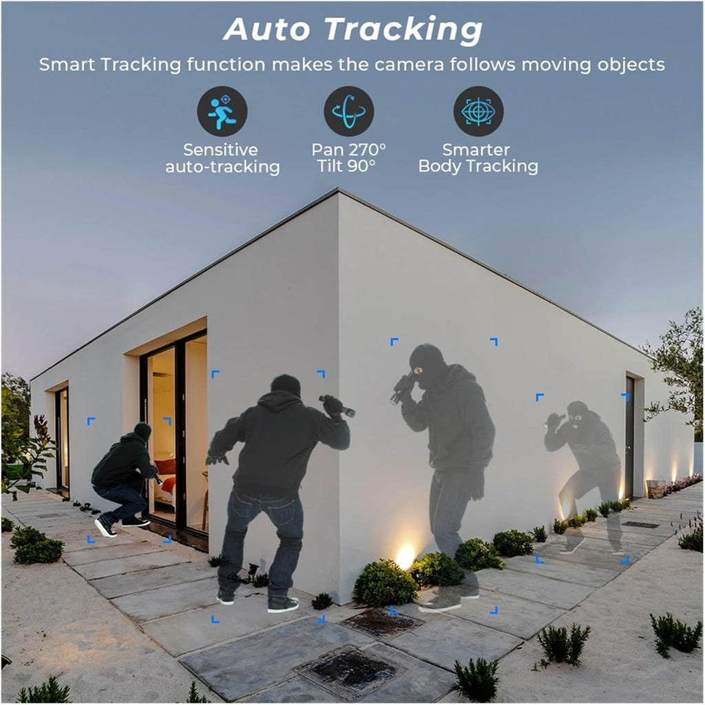 Telecamera di Sorveglianza Wi-Fi 8MP 4K Outdoor - Doppio Obiettivo, Rotazione PTZ, Tracciamento Automatico e Visione Notturna a Colori