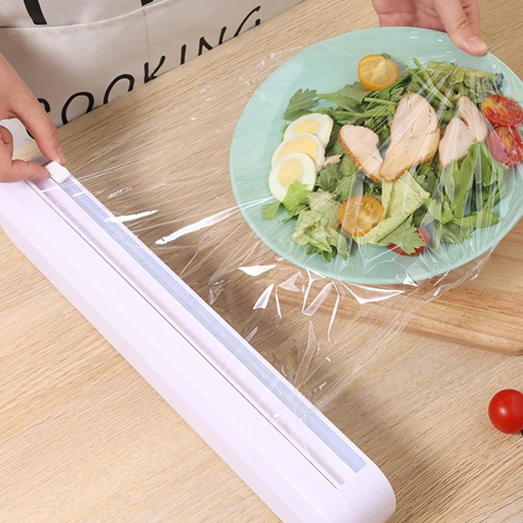 Dispenser e Taglierina per Pellicola Alimentare - Riutilizzabile e Portatile, Compatibile con Pellicole di Plastica e Carta da Forno, Design Compatto e Sicuro