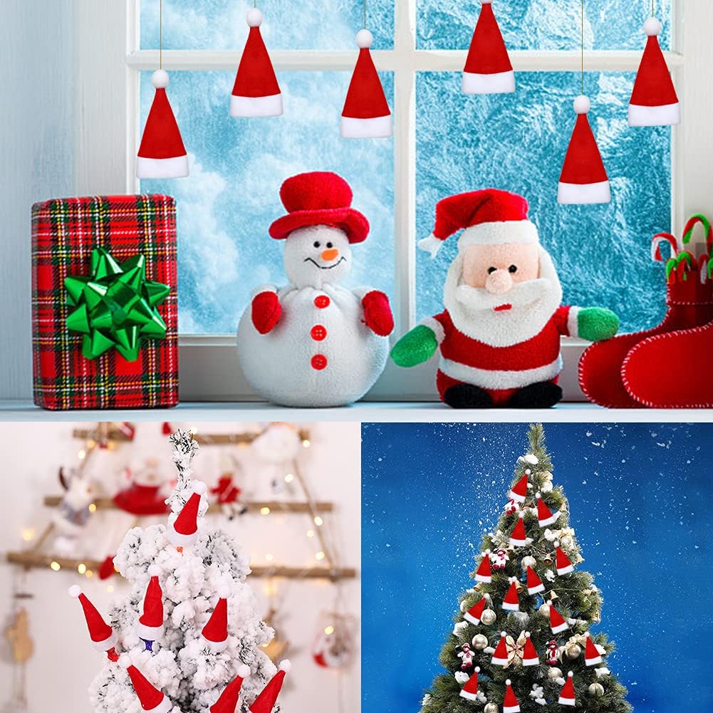 Set di 10 Mini Cappelli di Babbo Natale - Decorazioni Festive per un Natale Magico