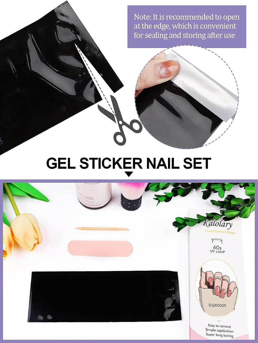 Kit Adesivi per Unghie in Gel Semipolimerizzato - 20 Strisce Autoadesive con Accessori per Manicure rosa cristallo