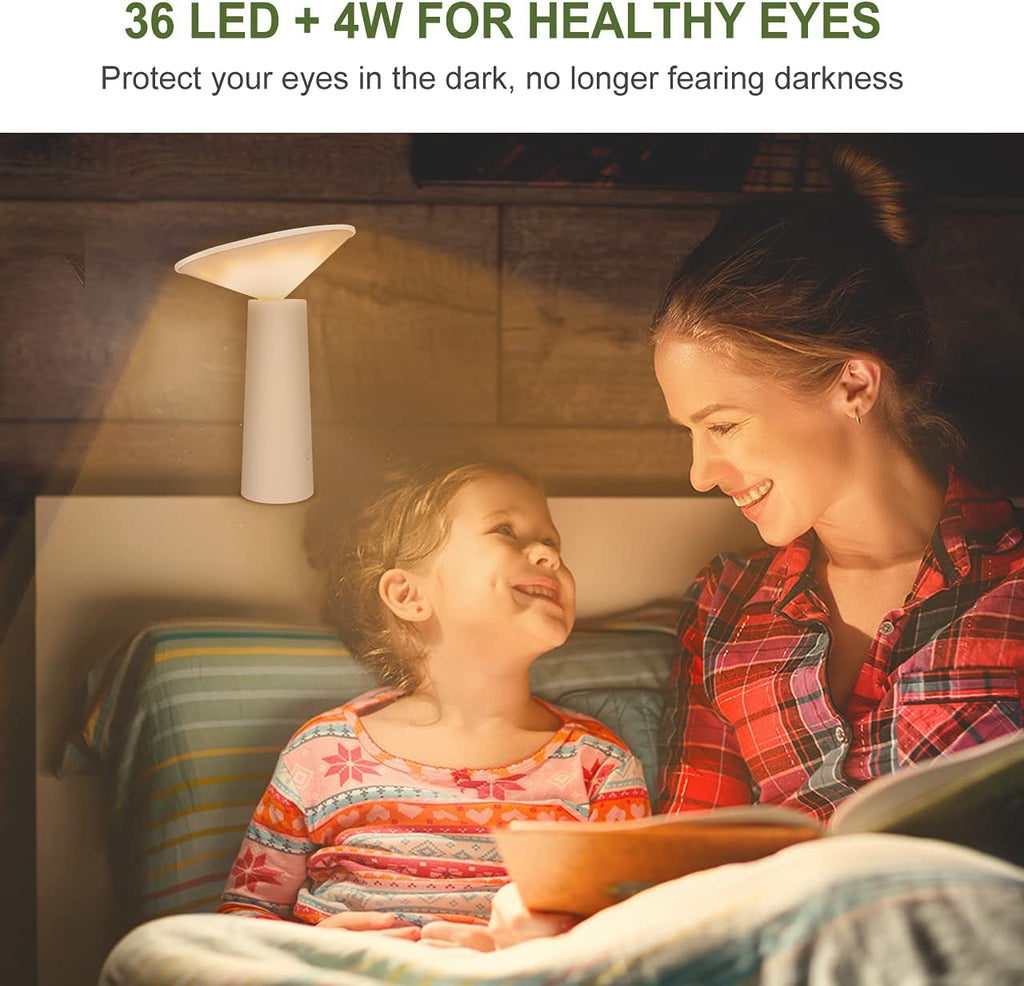 Lampada da tavolo da esterno moderna bianca 36LED USB, Lampada Ricaricabile con 180° Girevole 3 Colori