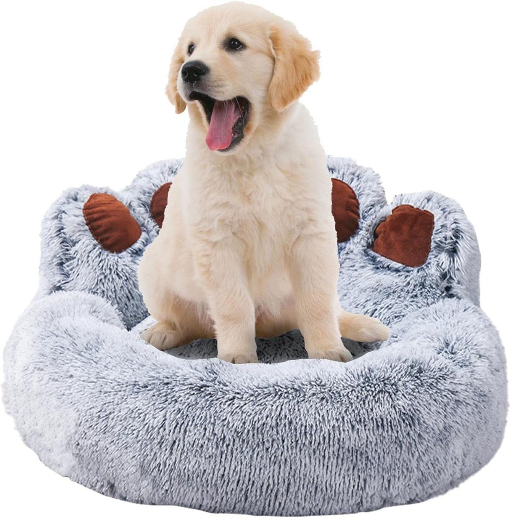 Senny - La Cuccia per Cani a Forma di Zampa 50 Cm , Calda e Accogliente Grigio