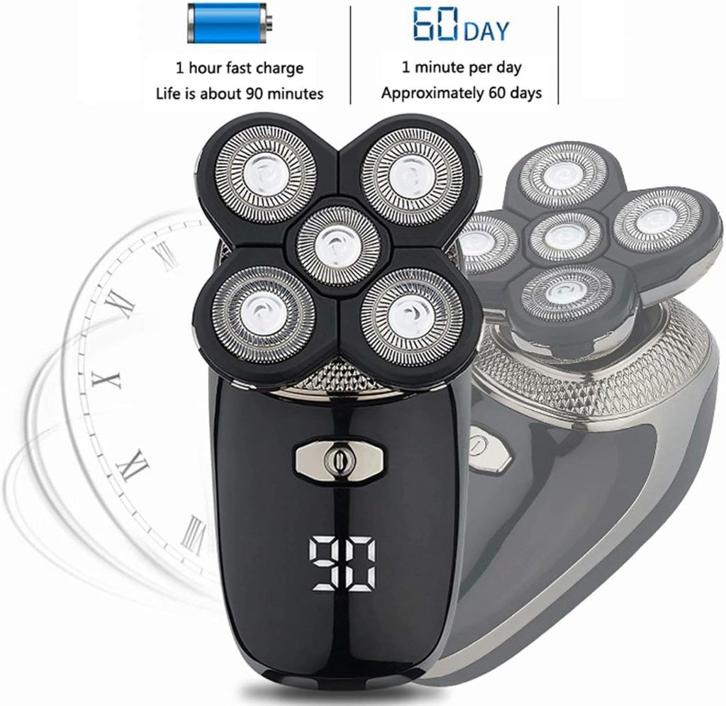 Rasoio elettrico ricaricabile 5 in 1 testine rotanti