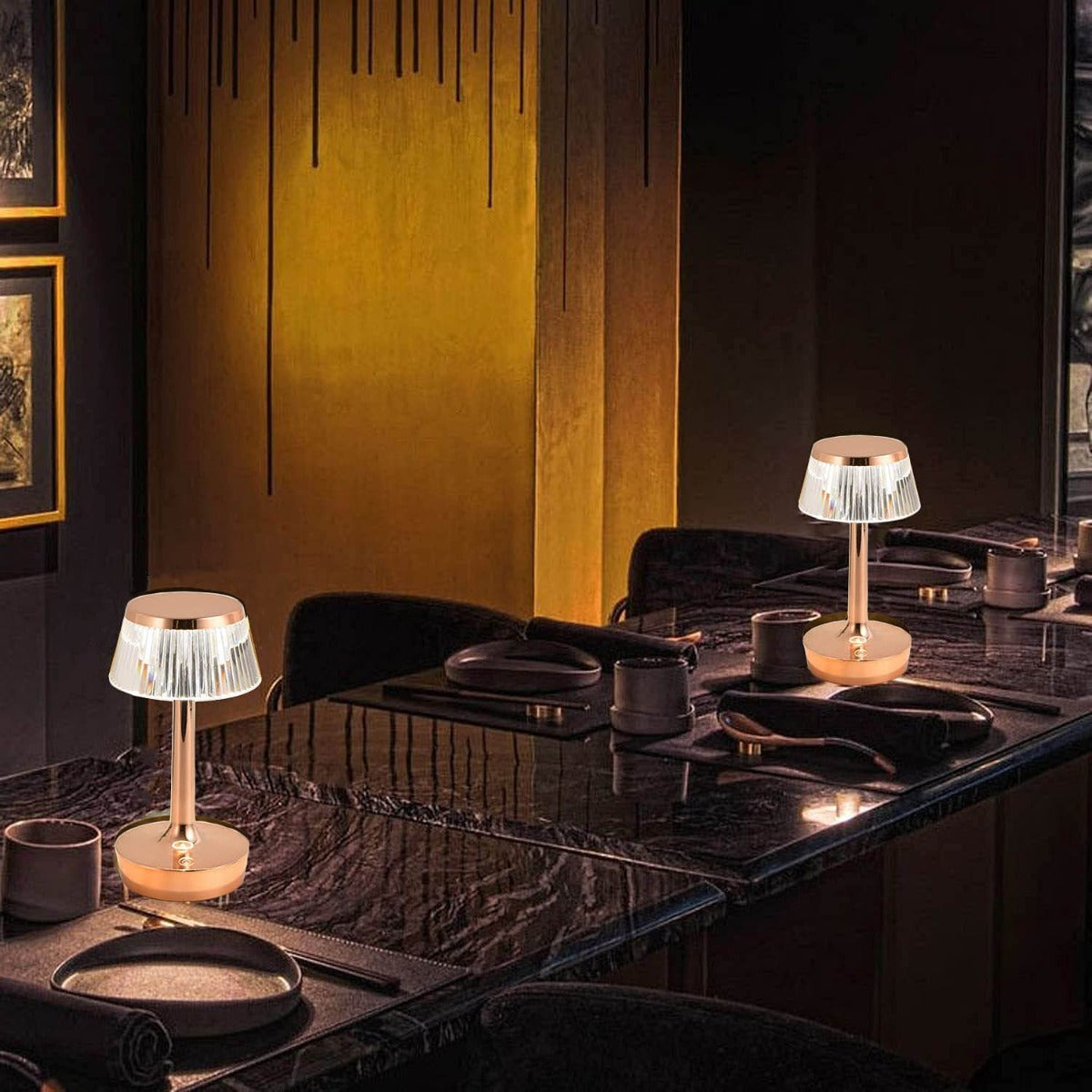 Lampada da tavolo ristorante led wireless dimmerabile con batteria lampada da scrivania bar decorazione ricaricabile touch con paralume in cristallo acrilico