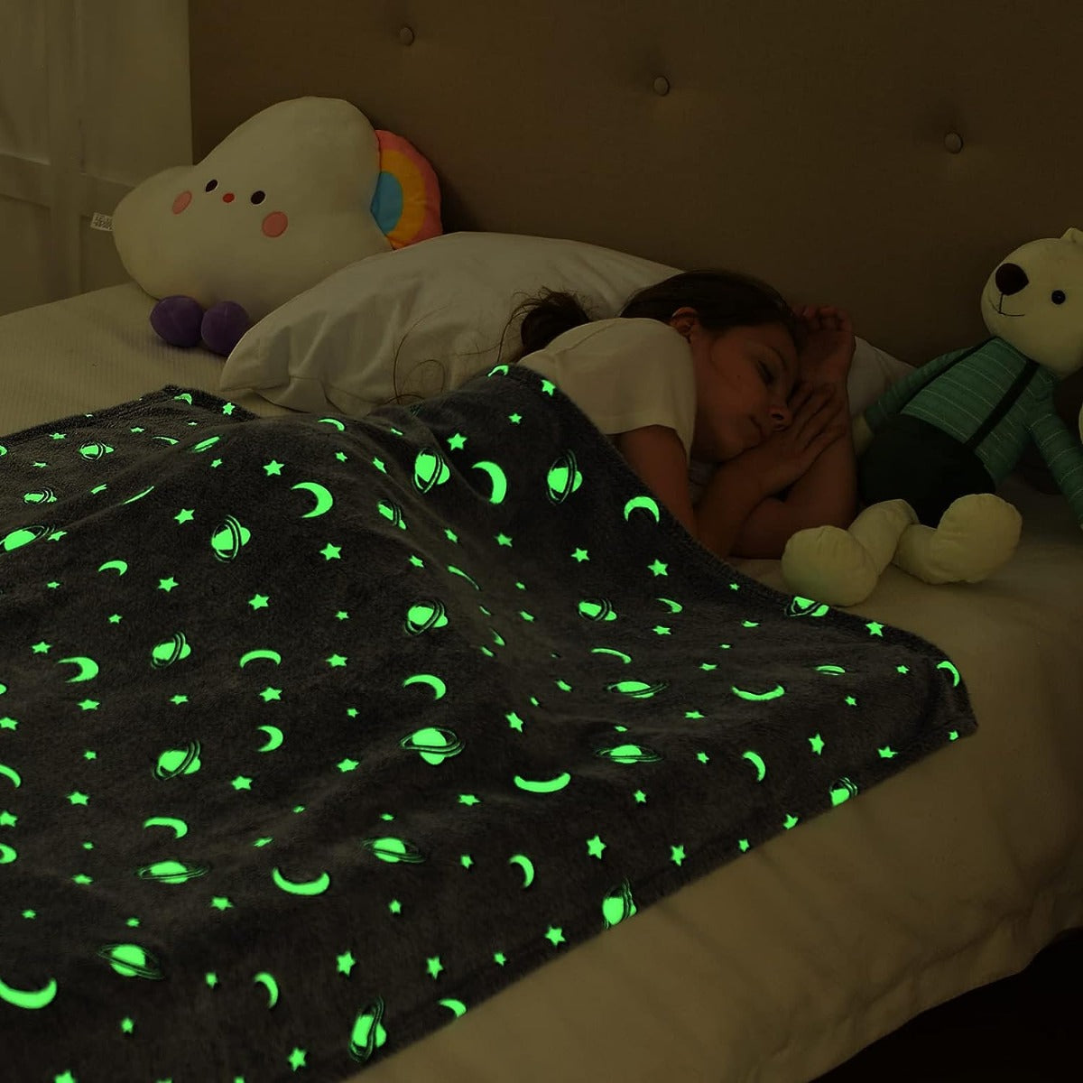 Coperta Magica per bambini plaid in pile con stelle che si illuminano al buio 180 x 100