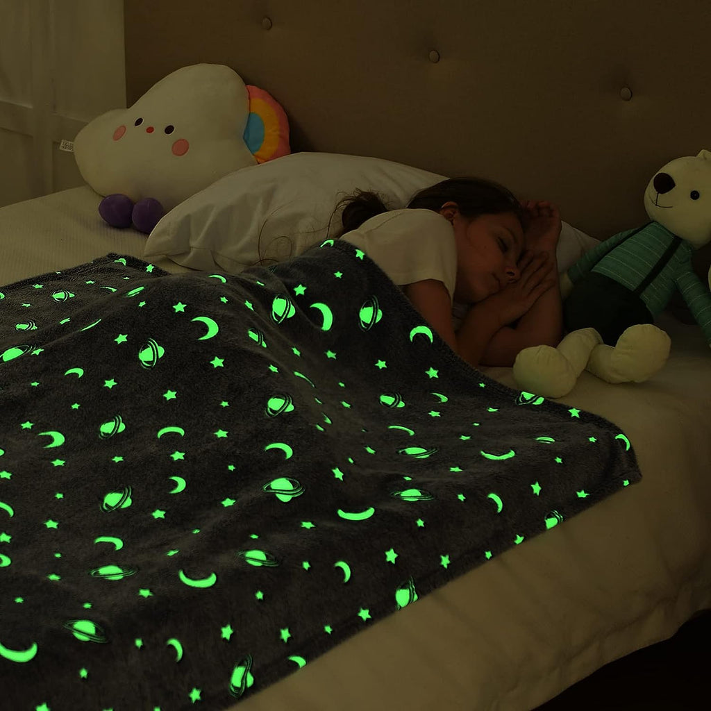 Coperta Magica per bambini plaid in pile con stelle che si illuminano al buio 180 x 100