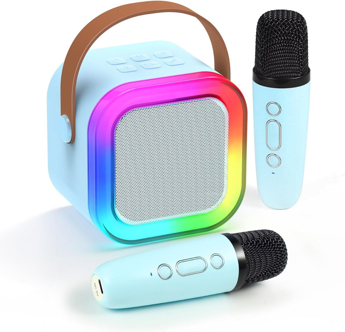 Microfono Karaoke Portatile Wireless Bluetooth 5.0 con Audio HD, Batteria Ricaricabile, Luci LED e Effetti Sonori per Feste Bambini e Adulti