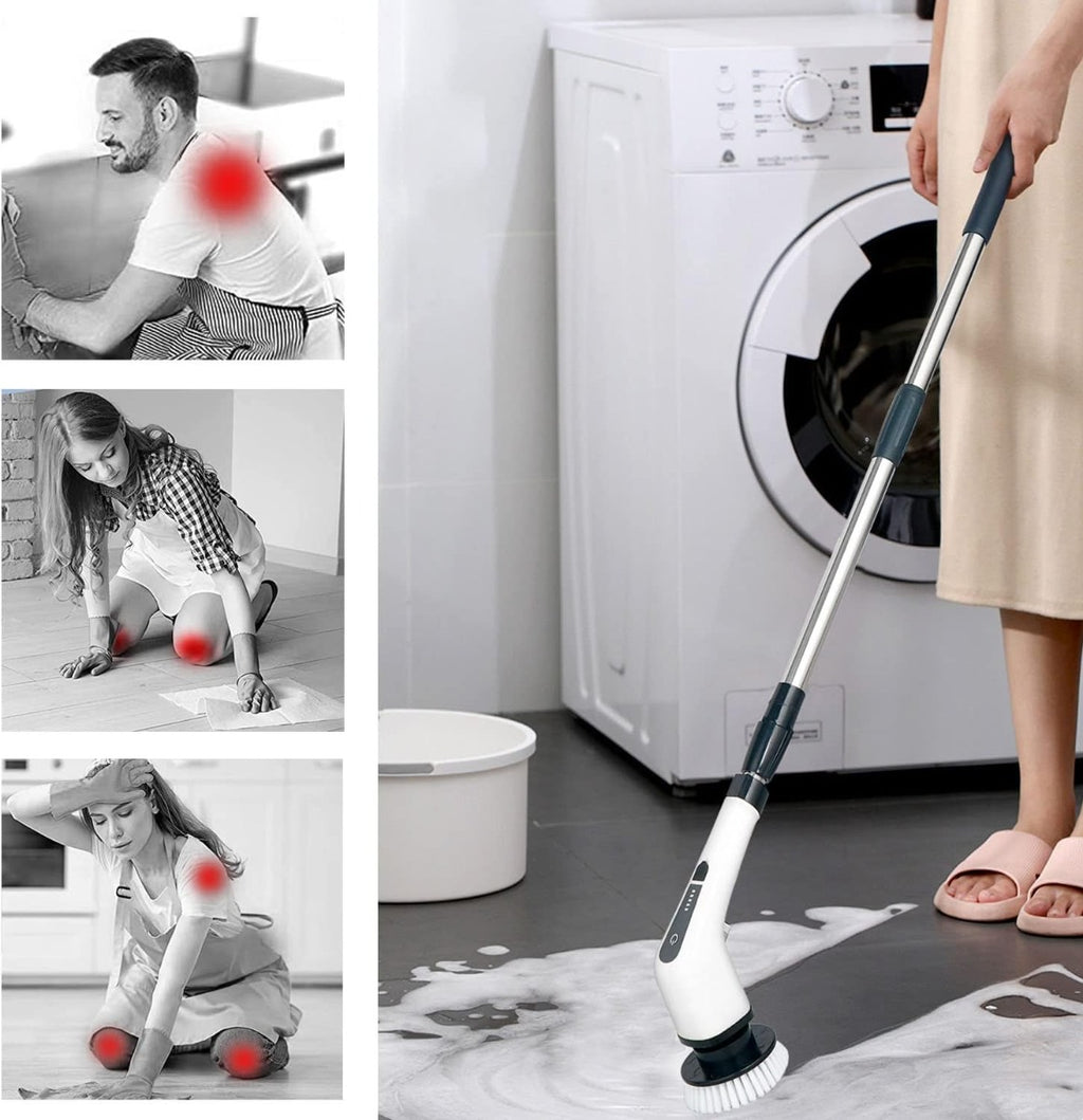 Spazzola Elettrica Rotante Senza Fili, Scrubber Multiuso con 7 Testine Sostituibili