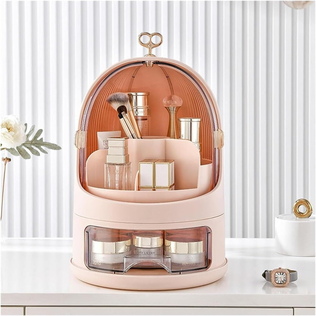 Organizer per Cosmetici Antipolvere e Impermeabile con Cassetti e Rotazione a 360°