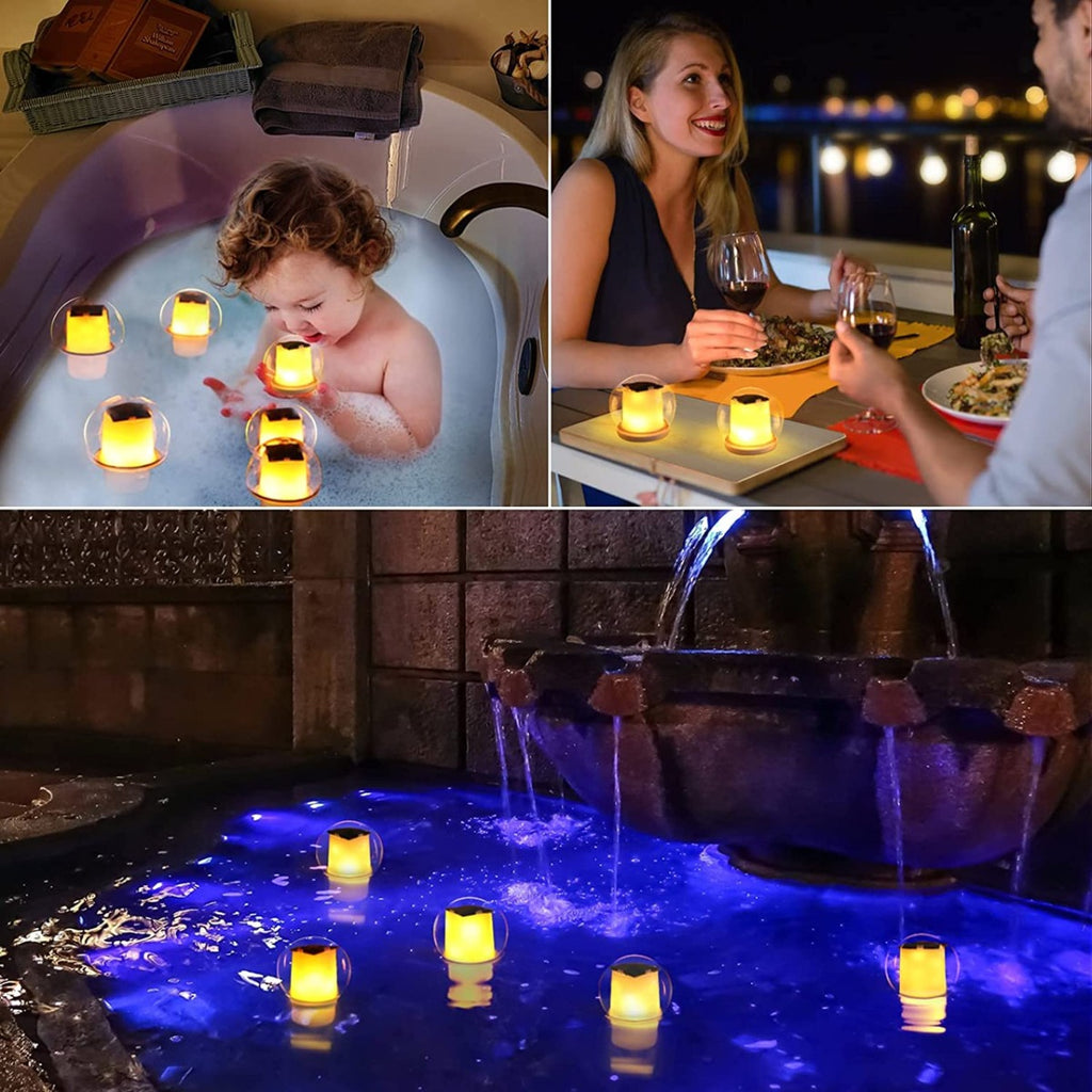 Luce solare galleggiante per piscina