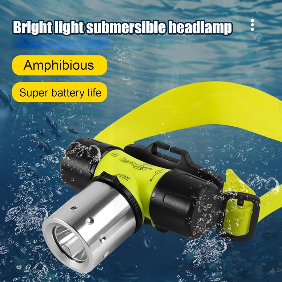 Faro Subacqueo Ricaricabile per Immersioni - Torcia Subacquea con Fascia Regolabile e Illuminazione Duratura per Avventure Subacquee