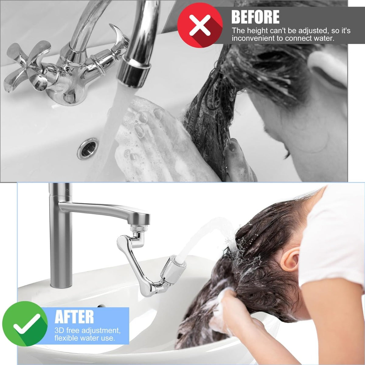 Aeratore per rubinetto ruotabile prolunga rubinetto multifunzione con 2 modalità aeratori rubinetti testina spruzzatore girevole filtro rubinetto antispruzzo per cucina e bagno