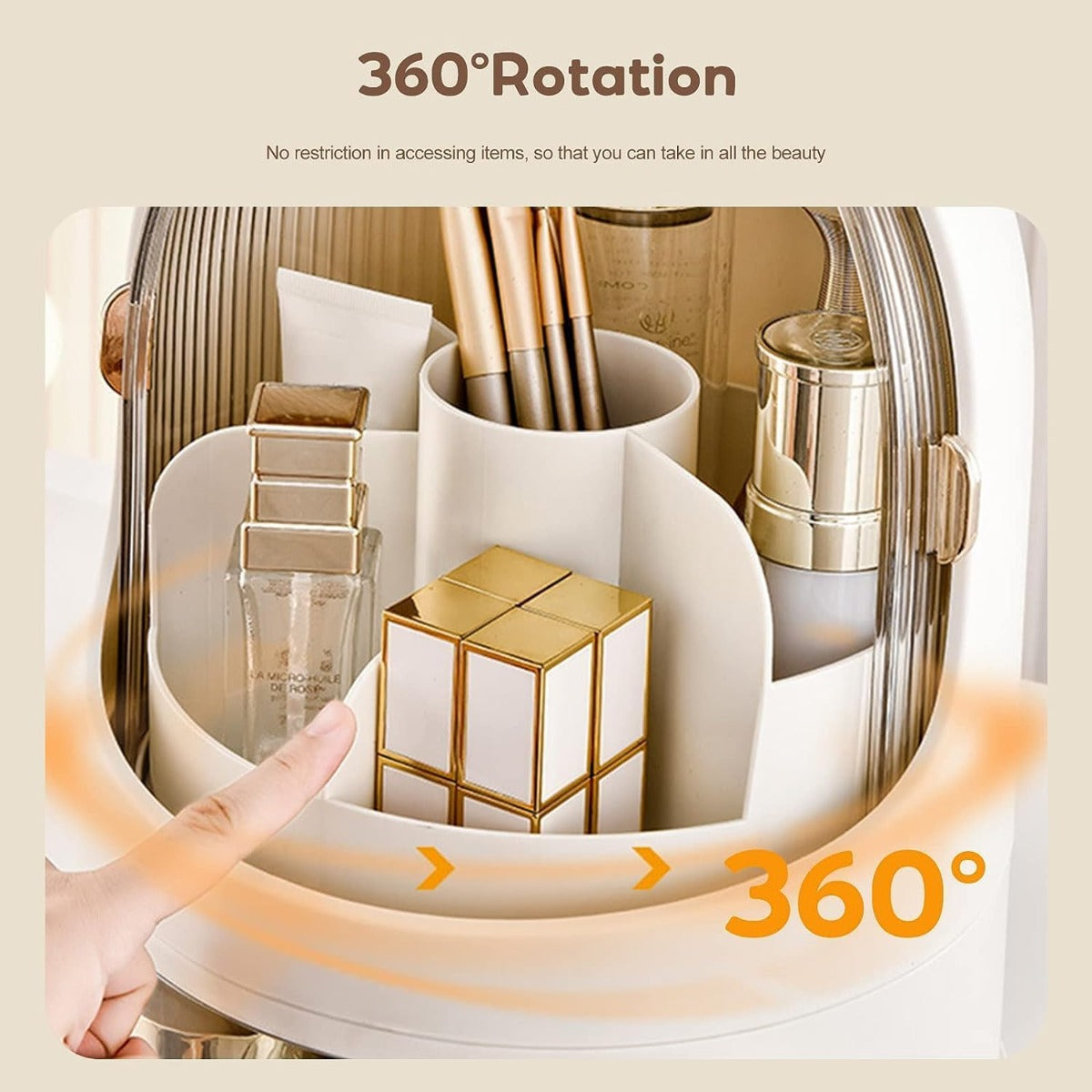 Organizer per Cosmetici Antipolvere e Impermeabile con Cassetti e Rotazione a 360°