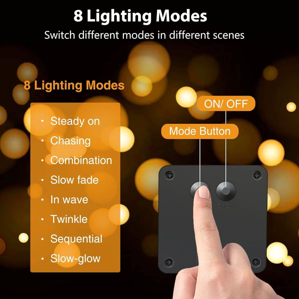 Luci Solari Esterno 6500k , 10m 100 LED Catena Luminosa Esterno Solare, 8 Modalità Impermeabili per Giardino, Cortile, Natale, Matrimonio, Feste