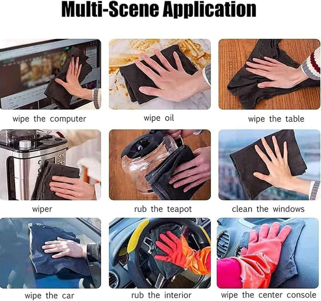 Set 6 Panni in microfibra - Set di panni super assorbenti senza pelucchi e aloni per vetri, specchi, auto e superfici lisce
