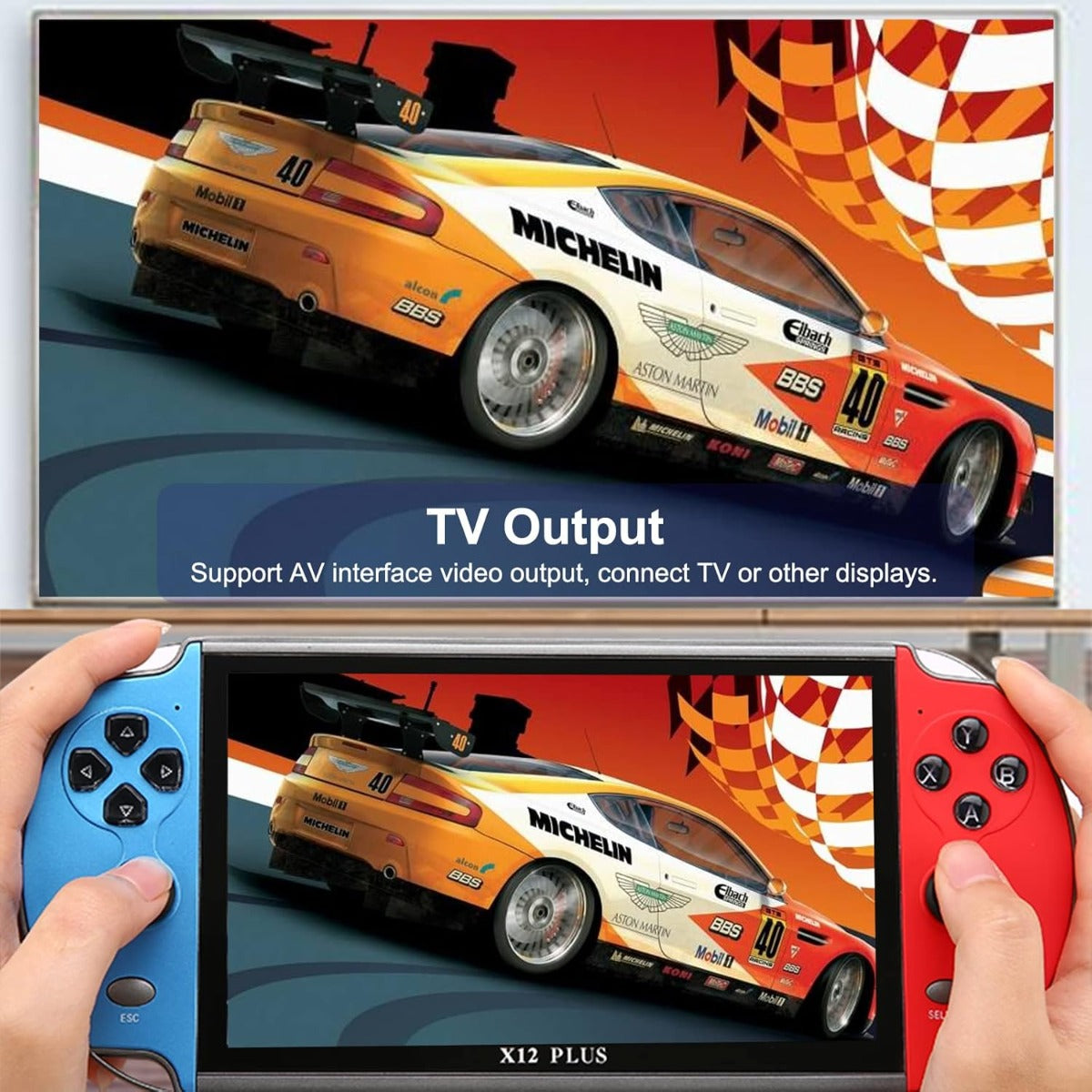 Console di gioco portatile X12 Plus con schermo HD da 7 pollici, 10000+ giochi retro, supporto MP5, Bluetooth 4.2