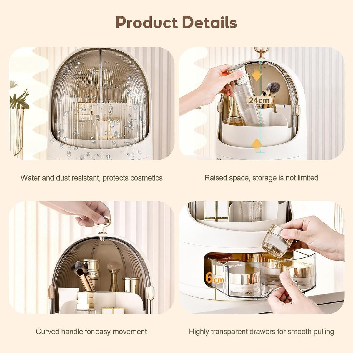 Organizer per Cosmetici Antipolvere e Impermeabile con Cassetti e Rotazione a 360°