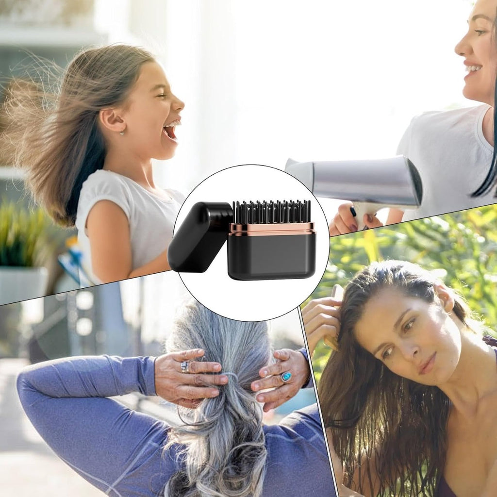 Spazzola per Lisciare i Capelli Senza Fili con Tecnologia Ionica, Pettine Riscaldato Portatile Ricaricabile con 3 Temperature