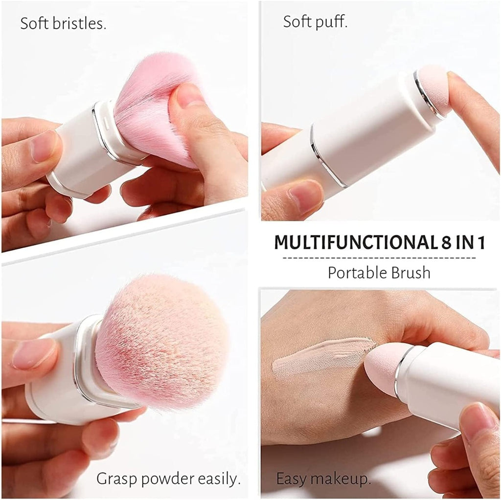Set di Pennelli da Trucco Retrattili 8 in 1 – Morbidi, Portatili e Multifunzione