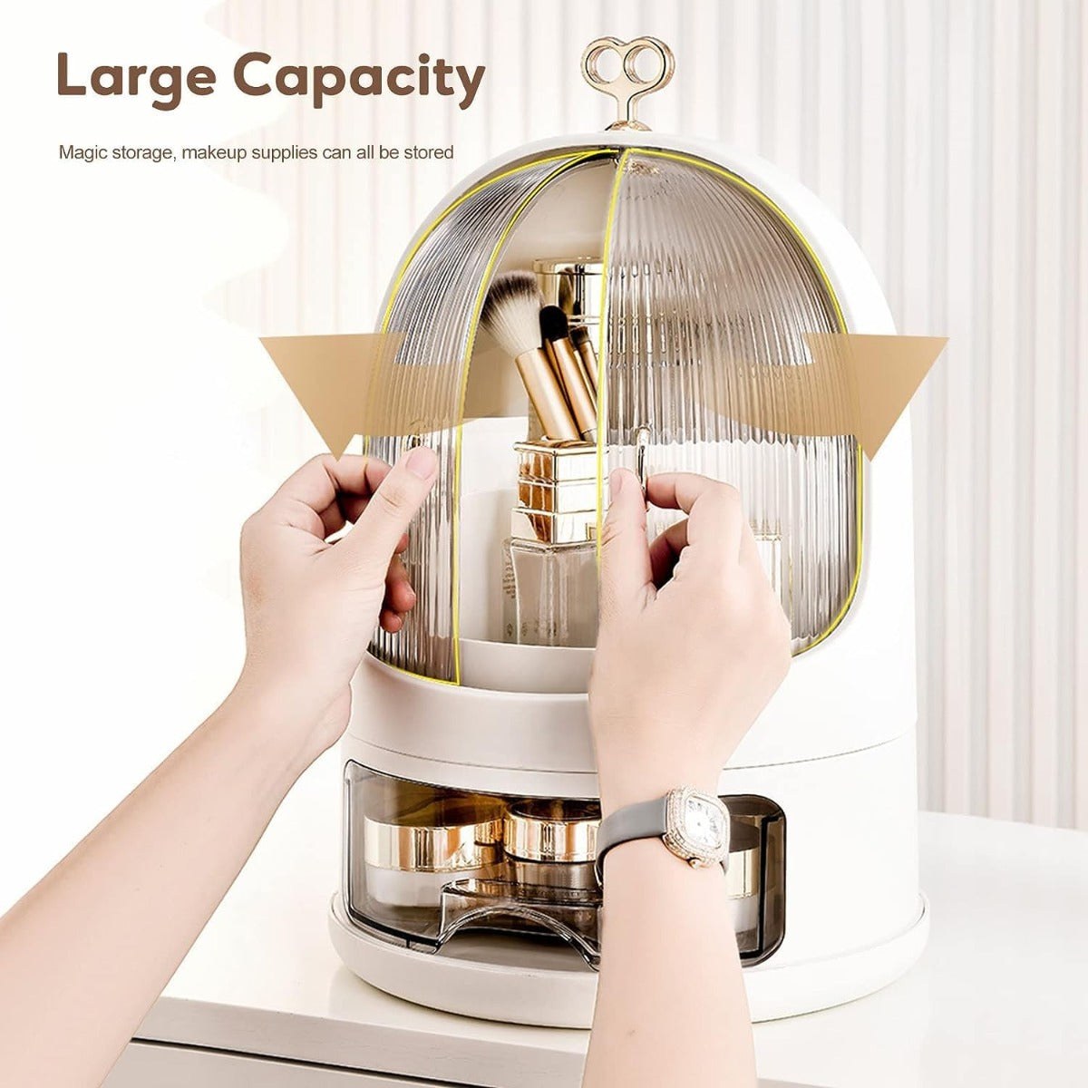 Organizer per Cosmetici Antipolvere e Impermeabile con Cassetti e Rotazione a 360°