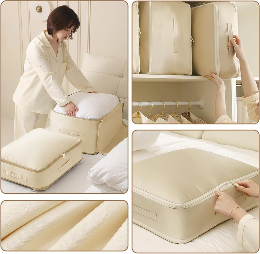 Custodie Pieghevoli per Piumoni Kit 54x42x60cm - Organizer Autocomprimente Ultra Salvaspazio (albicocca)