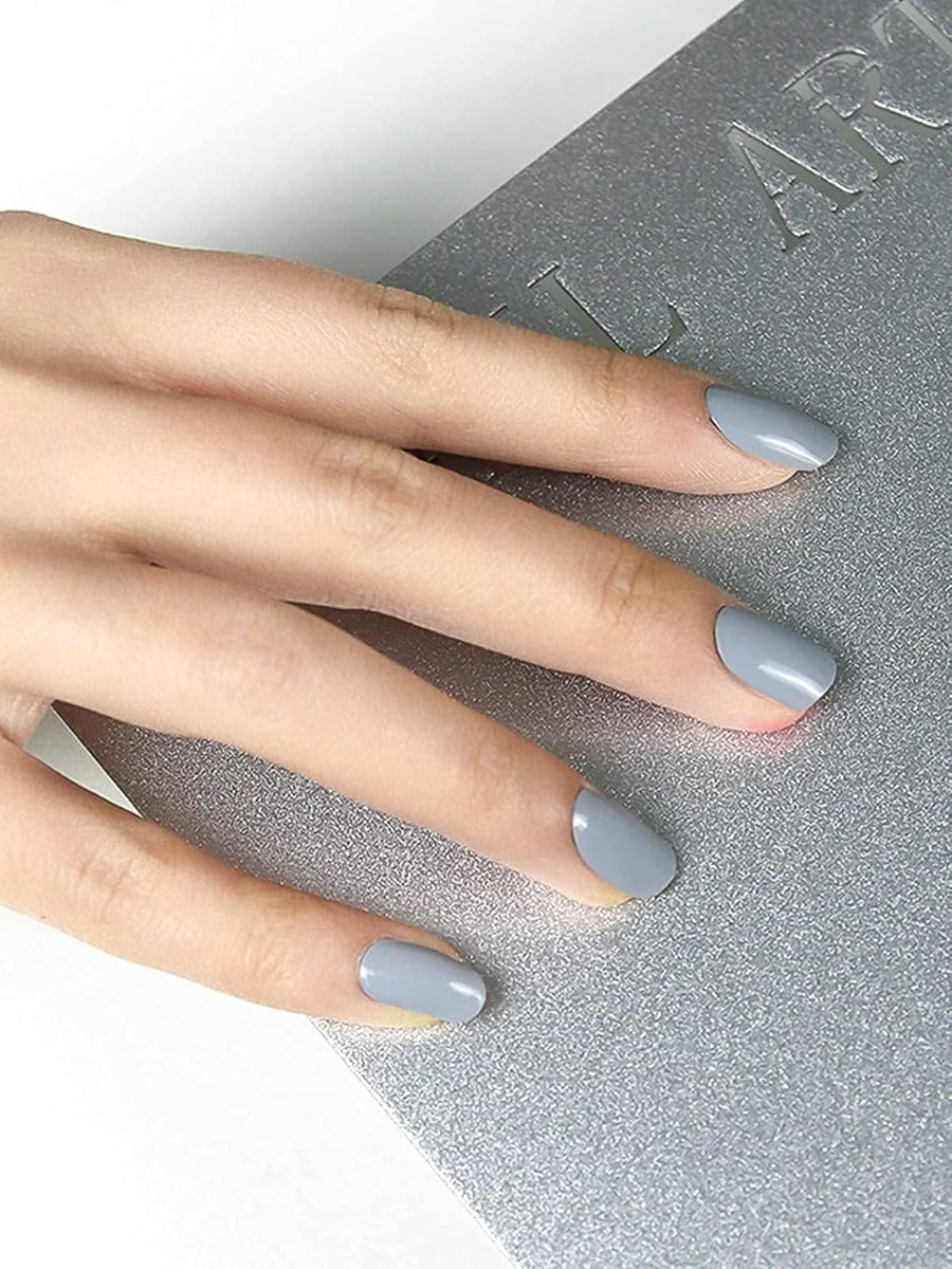 Kit Adesivi per Unghie in Gel Semipolimerizzato - 20 Strisce Autoadesive con Accessori per Manicure grigio