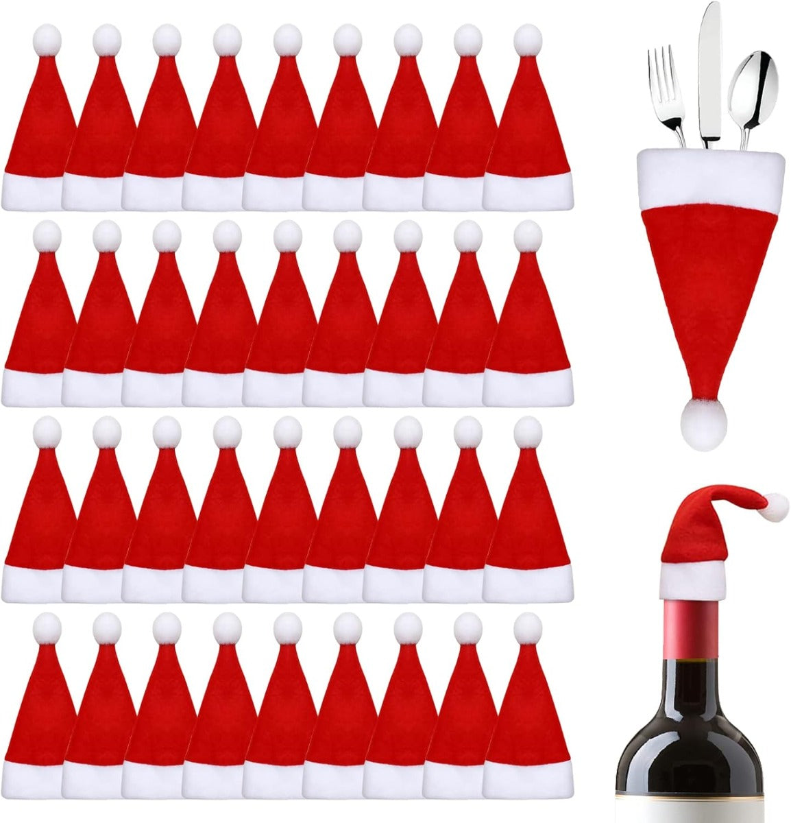 Set di 10 Mini Cappelli di Babbo Natale - Decorazioni Festive per un Natale Magico