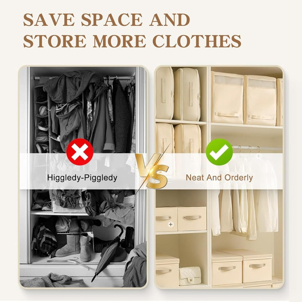 Custodie Pieghevoli per Piumoni Kit 54x42x60cm - Organizer Autocomprimente Ultra Salvaspazio (albicocca)