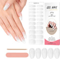 Kit Adesivi per Unghie in Gel Semipolimerizzato - 20 Strisce Autoadesive con Accessori per Manicure bianco solido