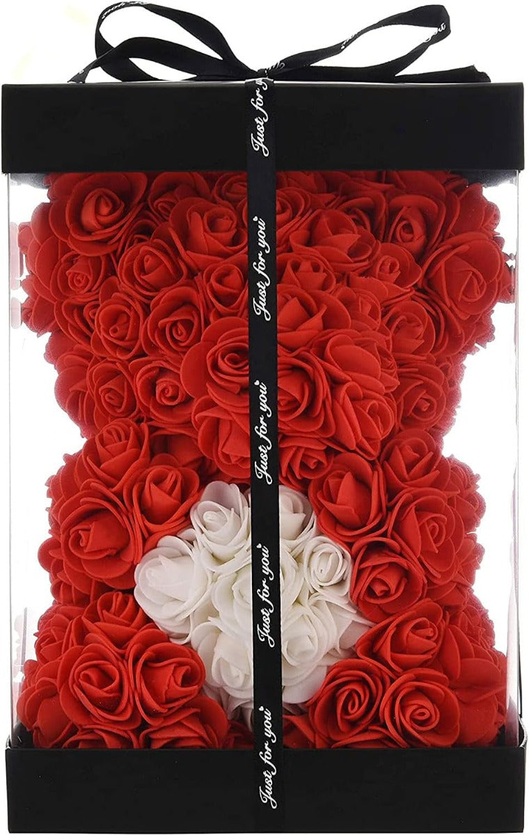 Orso di Fiori Artigianale - Simbolo d'Amore per Eventi Indimenticabili (rosso)