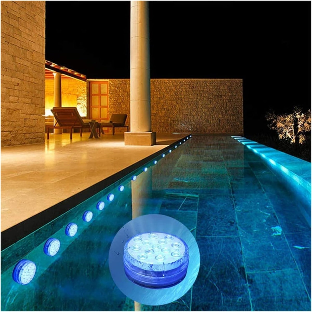 Luce da piscina LED RGB con controllo remoto RF - 13 LED sommersi con 16 colori IP68 impermeabile