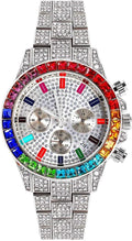 Orologio da Uomo al Quarzo Cronografo Hip Hop | Design Accattivante con Quadrante Rotondo e Diamanti Simulati (argento)
