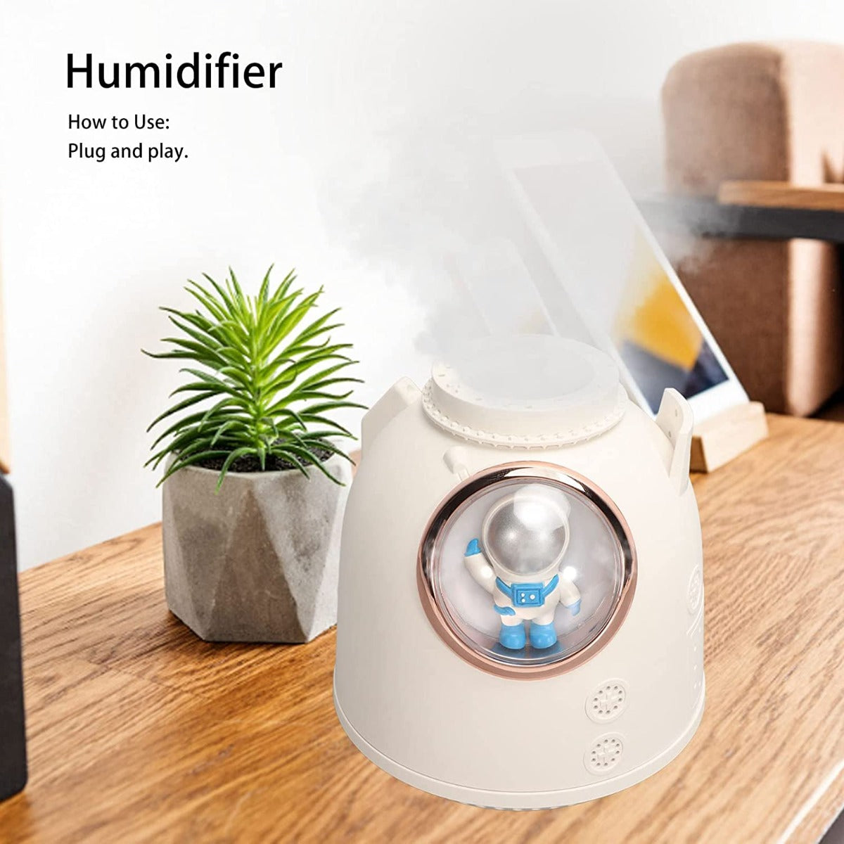 Mini umidificatori colorati e carini con luce notturna a led, umidificatori a nebbia usb da 300ml per camera da letto