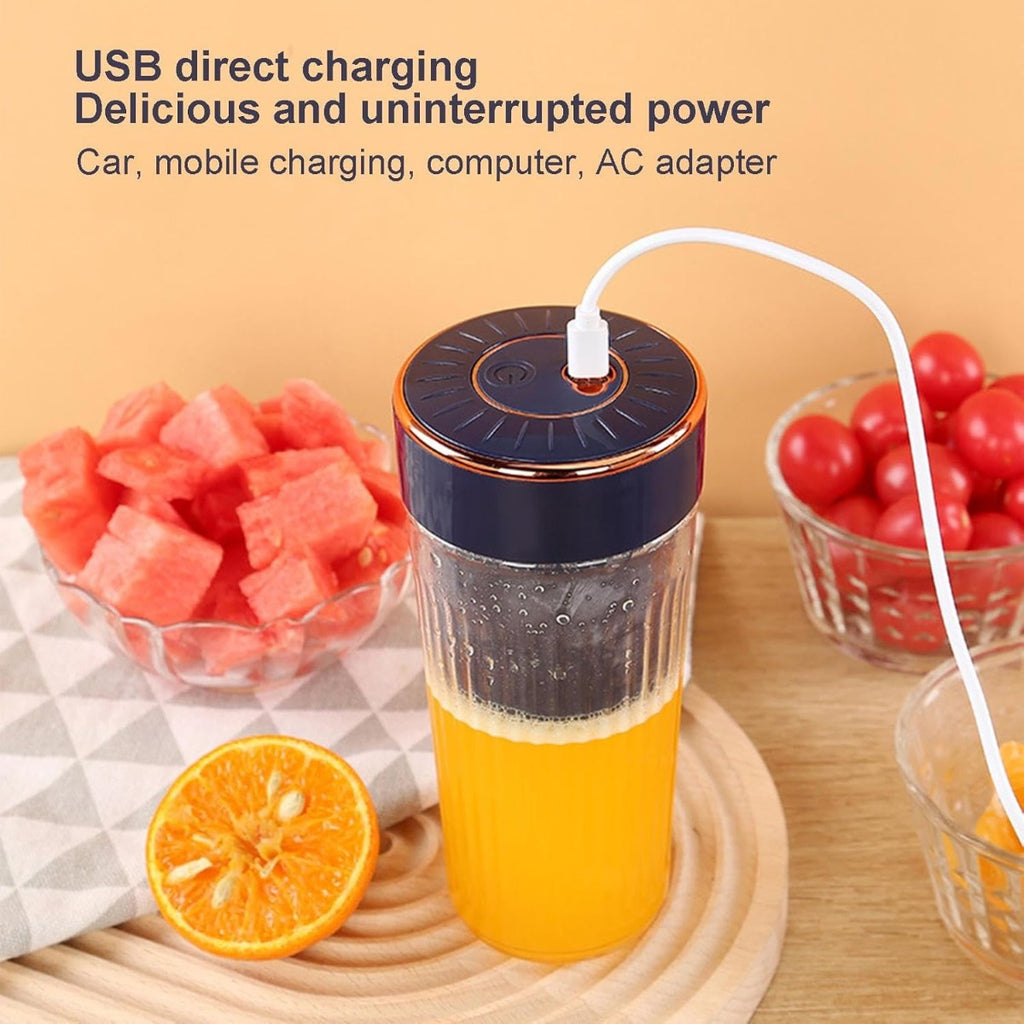 Mini Frullatore Portatile Ricaricabile USB con 6 Lame Ultra Affilate - Frullatore da Viaggio, Casa e Sport - 300ml