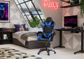 Sedia Poltrona da Gaming Regolabile con Poggiapiedi, Poggiatesta e Cuscino Lombare (nero -blu)