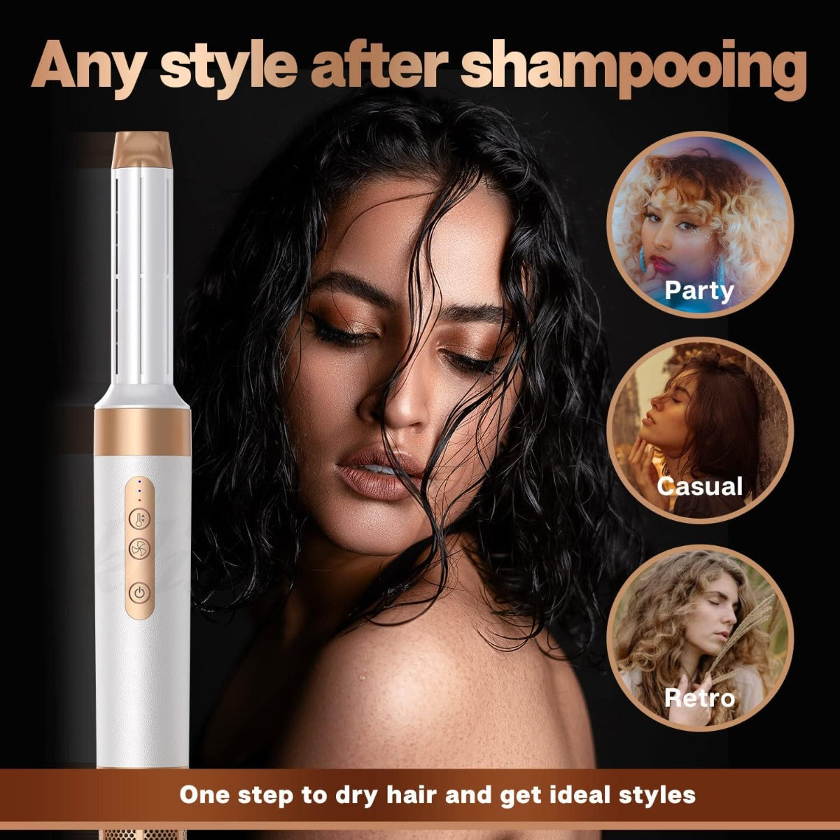 Piastra Keratin 3D Pro 7 in 1 Professionale, Spazzola ad Aria Calda, Arricciacapelli, Volumizzatore e Accessori