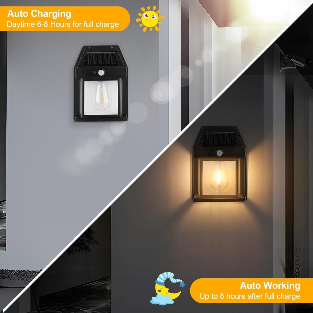 Lampada Solare da Parete LED con Sensore di Movimento, 3 Modalità di Illuminazione, Impermeabile IP65 per Esterni