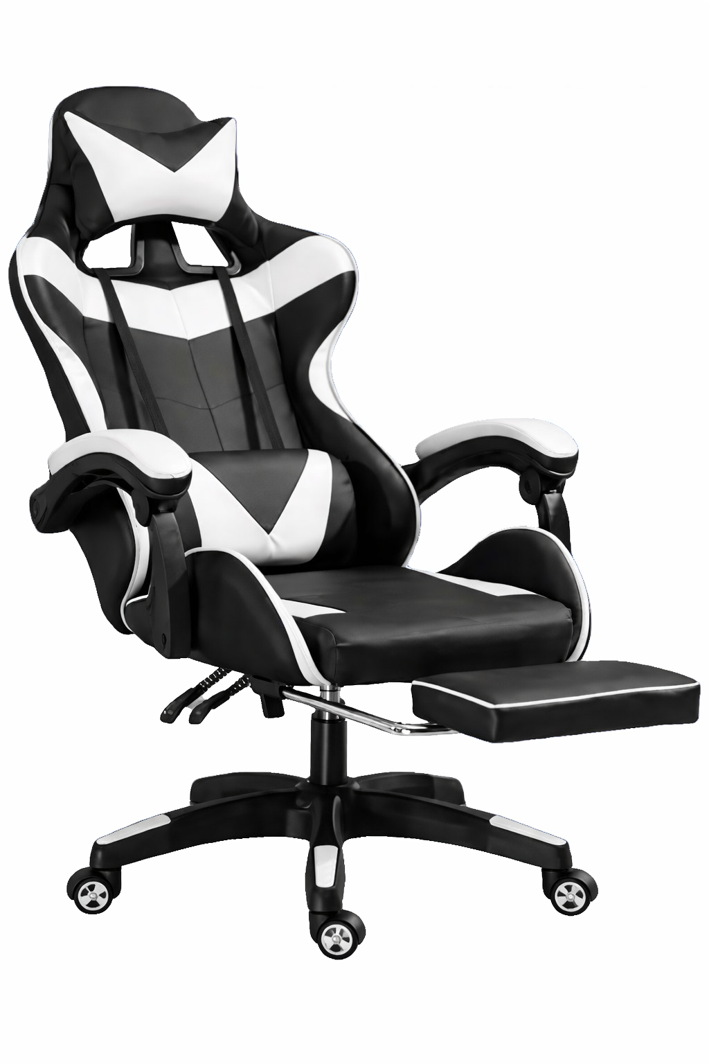 Poltrona Gaming Ergonomica Reclinabile con Poggiapiedi Estraibile, Cuscini Lombare e Cervicale, Altezza Regolabile