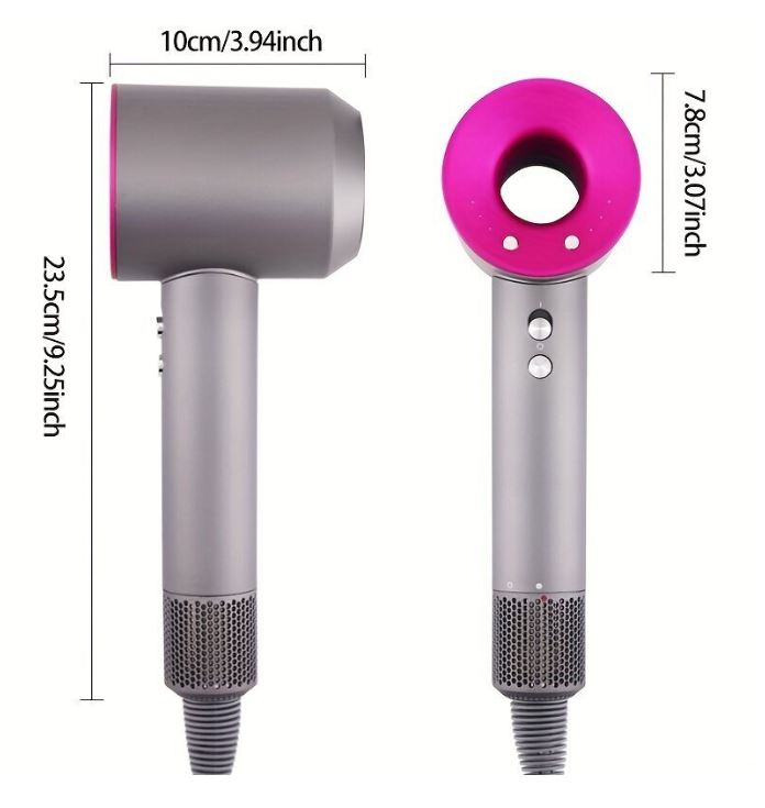 Asciugacapelli Compatto e Potente 1600W – Motore Silenzioso, Ioni, 5 Accessori Inclusi