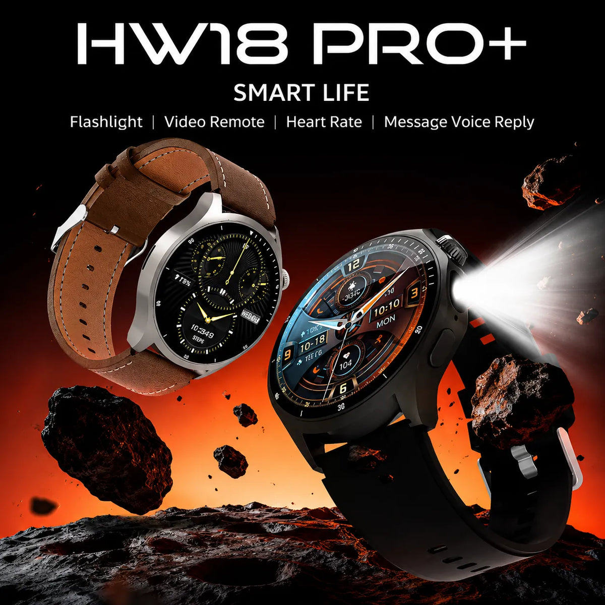 Smartwatch HW18 PRO+ AMOLED 1,46" HD Bluetooth Chiamate Torcia LED con 3 Cinturini