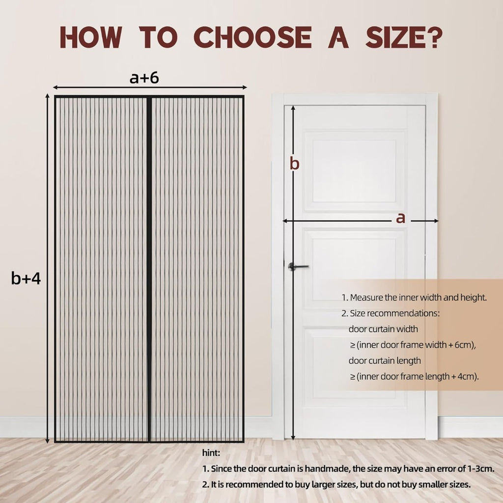 Zanzariera Magnetica per Porta 90 x 210 cm – Tenda Anti-Insetti con Chiusura Automatica Magnetica, Rete in Poliestere Resistente - Nero