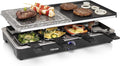 Raclette Grill e Pietra per 8 Persone 1400 W Alluminio pressofuso Nero